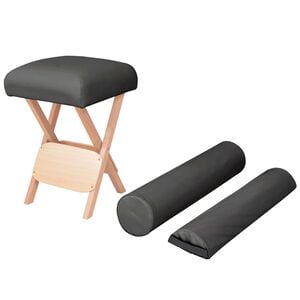 vidaXL Skl&aacute;dac&iacute; mas&aacute;žn&iacute; stolička 12 cm siln&yacute; sed&aacute;k 2 podhlavn&iacute;ky čern&aacute;