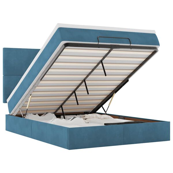 vidaXL Osmansk&yacute; r&aacute;m postele s matracemi tmavě modr&aacute; 140x190cm samet