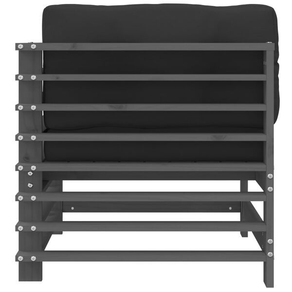 vidaXL Rohov&aacute; pohovka s podu&scaron;kami &scaron;ed&aacute; masivn&iacute; borov&eacute; dřevo