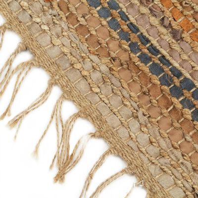 vidaXL Ručně tkaný koberec Chindi kůže juta 190 x 280 cm bronzový