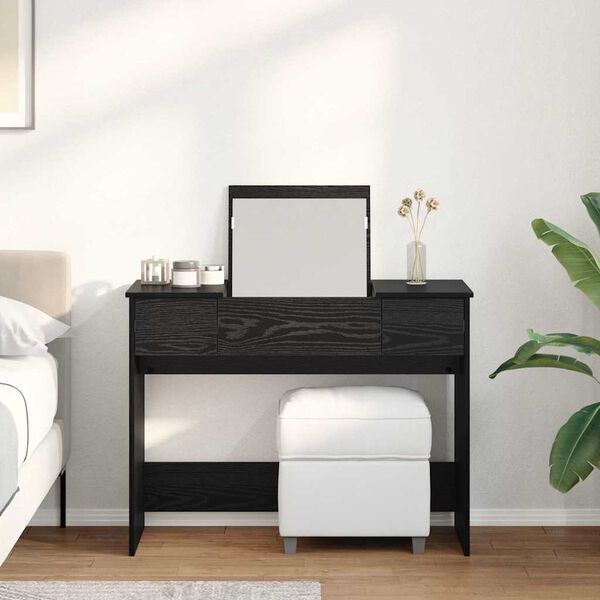 vidaXL Kosmetick&yacute; stolek se z&aacute;suvkou Čern&yacute; dub 100 x 45 x 76 cm