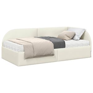 vidaXL Rohov&yacute; r&aacute;m postele s matrac&iacute; 2 ks Kr&eacute;mov&aacute; 80 x 200 cm samet