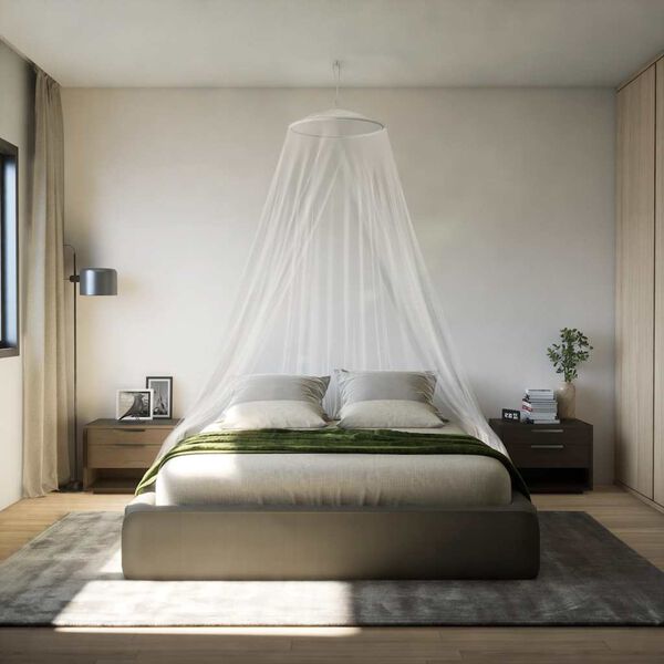 vidaXL Moskyti&eacute;ra nad postel 220 s&iacute;ťovina b&iacute;l&aacute; 56 x 56 x 220 cm