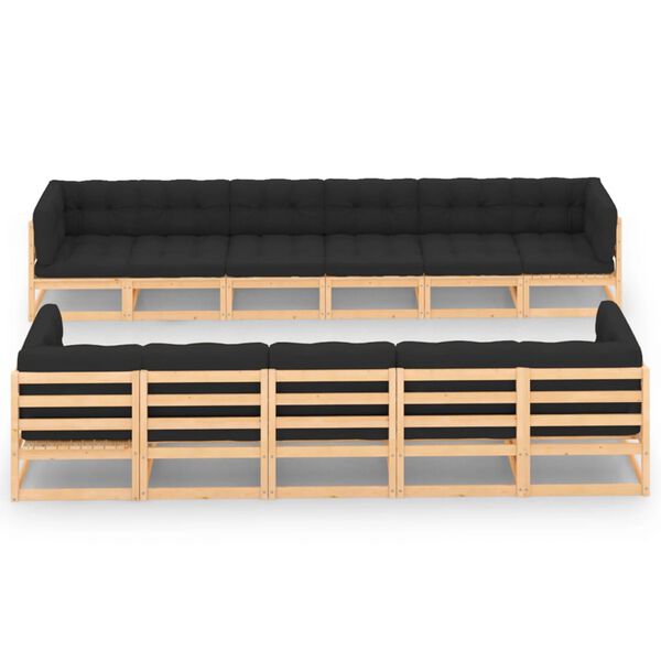 vidaXL 11d&iacute;ln&aacute; zahradn&iacute; sedac&iacute; souprava a antracitov&eacute; podu&scaron;ky borovice