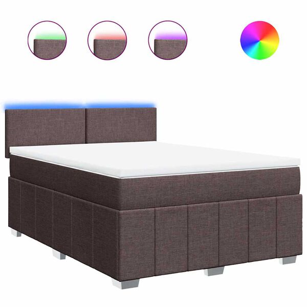 vidaXL Box spring postel s matrac&iacute; tmavě hněd&aacute; 140x190 cm textil