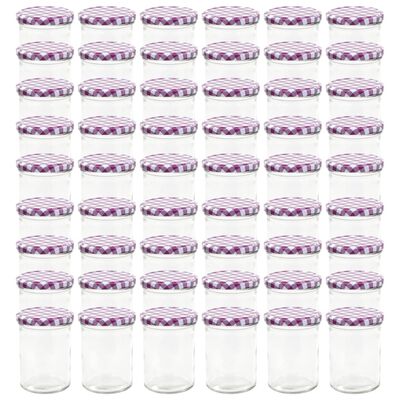 vidaXL Zavařovací sklenice s fialovobílými víčky 48 ks 400 ml