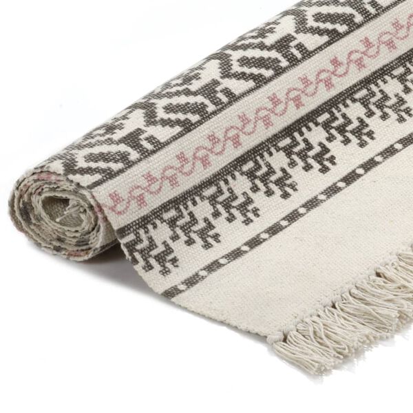 vidaXL Koberec Kilim se vzorem bavlněný 160 x 230 cm šedorůžový