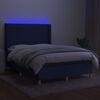 vidaXL Box spring postel s matrac&iacute; a LED modr&aacute; 140x200 cm textil