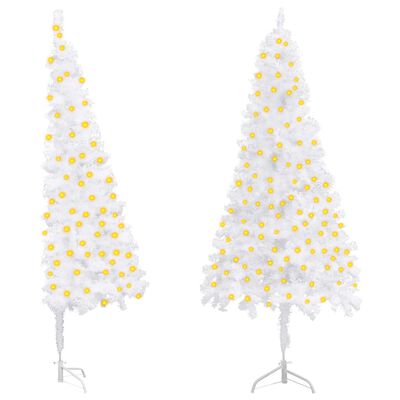 vidaXL Rohový umělý vánoční stromek s LED osvětlením bílý 240 cm PVC