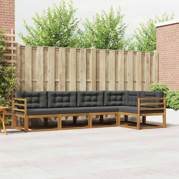 vidaXL Venkovn&iacute; pohovkov&aacute; souprava 5 pcs Přirozen&aacute; a Anthracitov&aacute;