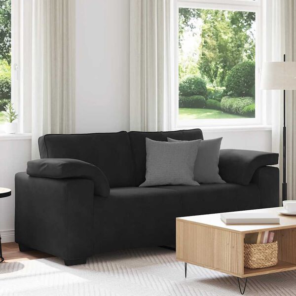 vidaXL Loveseat Sofa Čern&yacute; 140 cm samet
