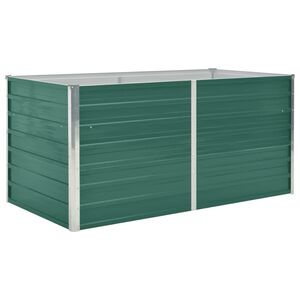 vidaXL Vyv&yacute;&scaron;en&yacute; zahradn&iacute; truhl&iacute;k 160x80x77 cm pozinkovan&aacute; ocel zelen&yacute;