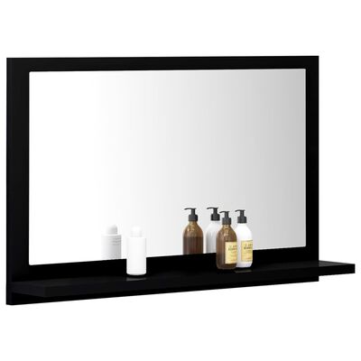 vidaXL Koupelnové zrcadlo černé 60 x 10,5 x 37 cm dřevotříska