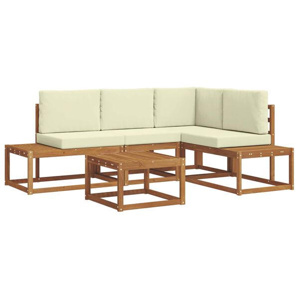 vidaXL Venkovn&iacute; pohovkov&aacute; souprava 5 Kus Přirozen&aacute; a Kr&eacute;mov&aacute;