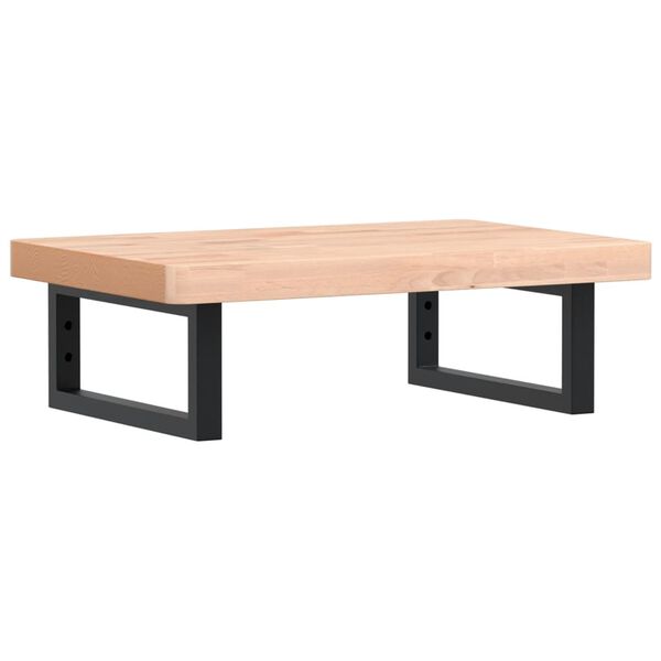 vidaXL Deska pod umyvadlo n&aacute;stěnn&aacute; ocel a masivn&iacute; bukov&eacute; dřevo