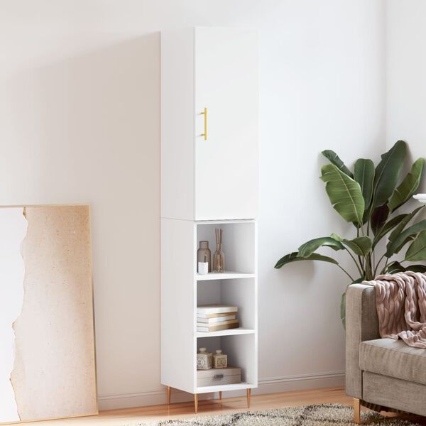 vidaXL Skř&iacute;ň highboard b&iacute;l&aacute; 34,5 x 34 x 180 cm kompozitn&iacute; dřevo