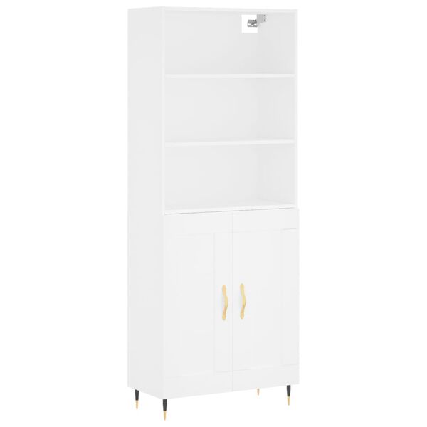 vidaXL Skř&iacute;ň highboard b&iacute;l&aacute; 69,5 x 34 x 180 cm kompozitn&iacute; dřevo