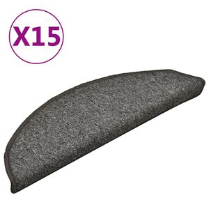 vidaXL Schodov&eacute; rohože 15 ks 56 x 17 x 3 cm tmavě &scaron;ed&eacute;, půlkulat&eacute;