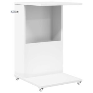 vidaXL Bočn&iacute; stůl s kolem B&iacute;l&aacute; 40 x 35 x 60 cm Kompozitn&iacute; dřevo