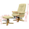 vidaXL Křeslo s podnožkou kr&eacute;mově b&iacute;l&eacute; uměl&aacute; kůže