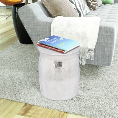 vidaXL Tepaná hliníková stolička / odkládací stolek stříbrná
