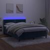 vidaXL Box spring postel s matrac&iacute; a LED tmavě modr&aacute; 140x190 cm samet