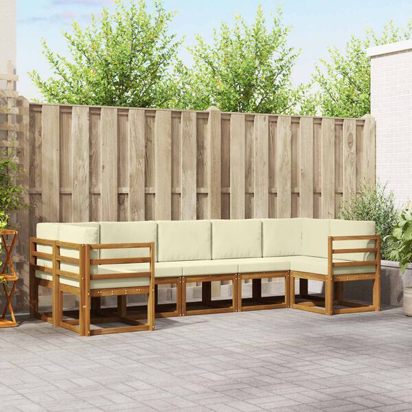 vidaXL Venkovn&iacute; pohovkov&aacute; souprava 7 pcs Přirozen&aacute; a Kr&eacute;mov&aacute;