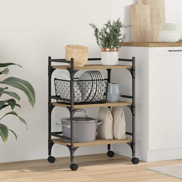 vidaXL Kuchyňsk&yacute; voz&iacute;k Artisanov&yacute; dub 50 x 35 x 75.5 cm