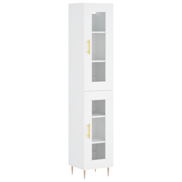 vidaXL Skř&iacute;ň highboard b&iacute;l&aacute; 34,5 x 34 x 180 cm kompozitn&iacute; dřevo