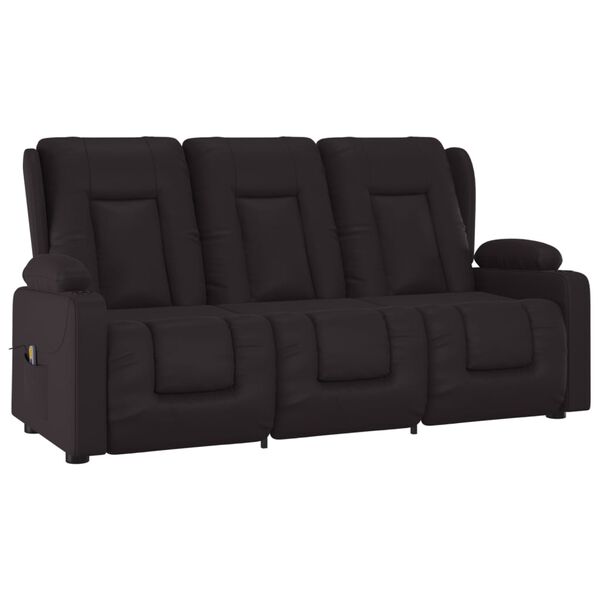 vidaXL 3m&iacute;stn&eacute; mas&aacute;žn&iacute; polohovac&iacute; křeslo s drž&aacute;ky n&aacute;pojů čern&eacute; koženka