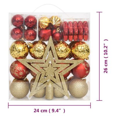 vidaXL 70dílná sada vánočních ozdob zlatá a červená