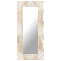 vidaXL Zrcadlo bílé 110 x 50 cm masivní mangovníkové dřevo