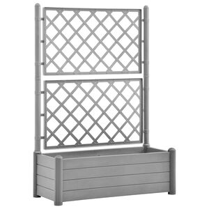 vidaXL Zahradn&iacute; truhl&iacute;k s trel&aacute;ž&iacute; 100 x 43 x 142 cm PP kamenn&yacute; &scaron;ed&yacute;