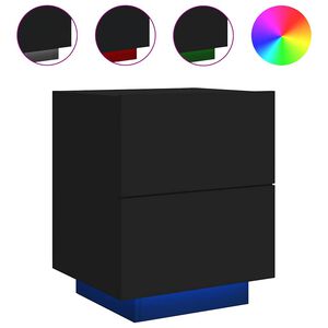 vidaXL Nočn&iacute; stolek s LED osvětlen&iacute;m čern&yacute; kompozitn&iacute; dřevo