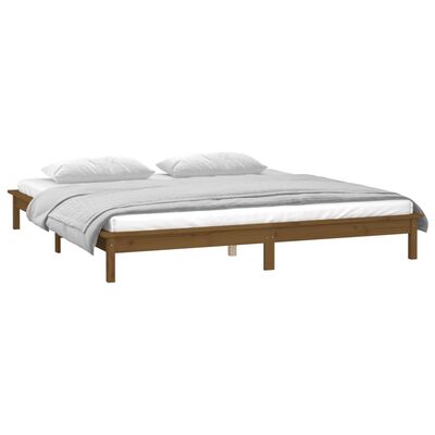 vidaXL Rám postele s LED medový 120x190 cm Small Double masivní dřevo