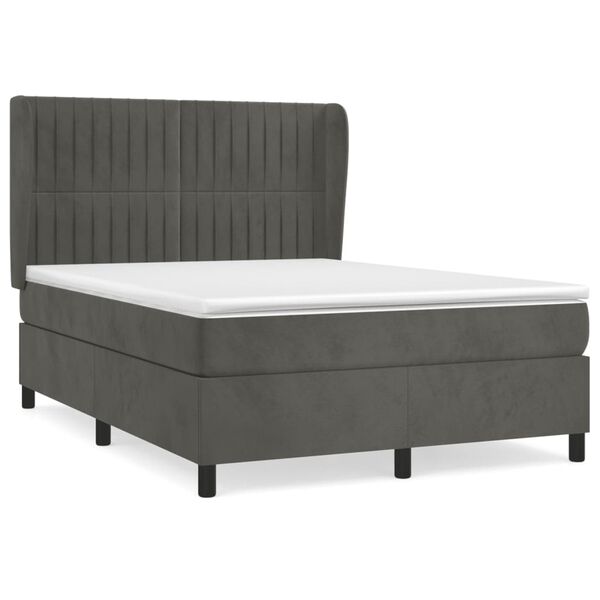 vidaXL Box spring postel s matrac&iacute; tmavě &scaron;ed&aacute; 140x200 cm samet