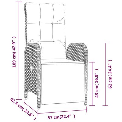 vidaXL Zahradní polohovací židle 2 ks se stolkem černé polyratan