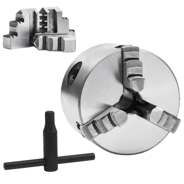 vidaXL 3čelisťové samostředící sklíčidlo soustruh 80 mm ocel