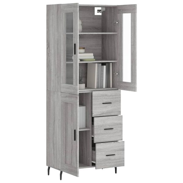 vidaXL Skř&iacute;ň highboard &scaron;ed&aacute; sonoma 69,5 x 34 x 180 cm kompozitn&iacute; dřevo