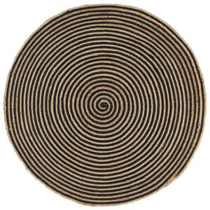 vidaXL Ručně vyroben&yacute; koberec z juty spir&aacute;lov&yacute; design čern&yacute; 90 cm