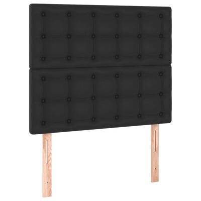 vidaXL Box spring postel s matrací a LED černá 90x190 cm umělá kůže
