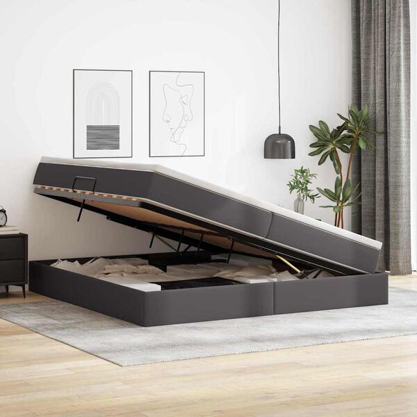 vidaXL Postel s &uacute;ložn&yacute;m prostorem a matrac&iacute; &Scaron;ed&aacute; 200 x 200 cm