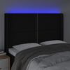 vidaXL Čelo postele s LED čern&eacute; 147 x 16 x 118/128 cm textil