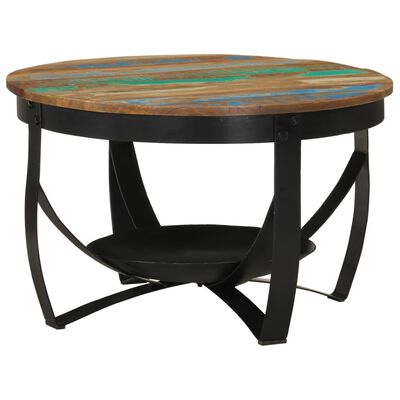 vidaXL Konferenční stolek Ø 68x43 cm masivní recyklované dřevo železo