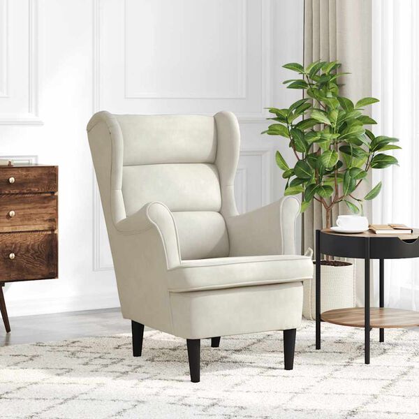 vidaXL Křeslo kr&eacute;mově b&iacute;l&eacute; samet