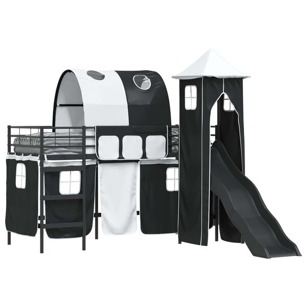 vidaXL Dětsk&yacute; patrov&yacute; postelov&yacute; r&aacute;m Čern&aacute; 100 x 190 cm Kov