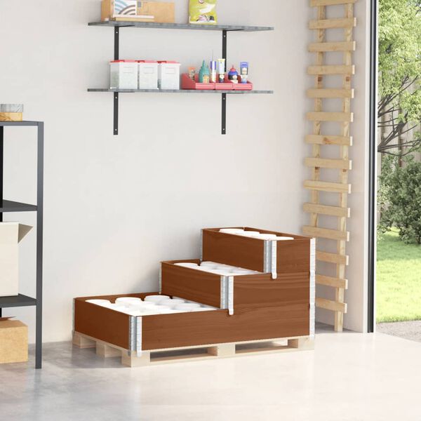 vidaXL 3patrov&yacute; vyv&yacute;&scaron;en&yacute; z&aacute;hon hněd&yacute; 120 x 80 cm masivn&iacute; borov&eacute; dřevo