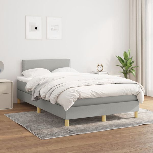 vidaXL Box spring postel s matrac&iacute; světle &scaron;ed&aacute; 120x190 cm textil