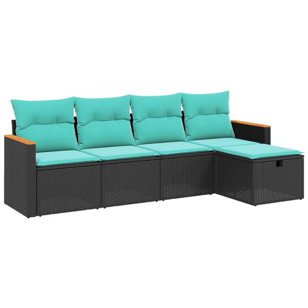 vidaXL 5dílná zahradní sedací souprava s poduškami černá polyratan