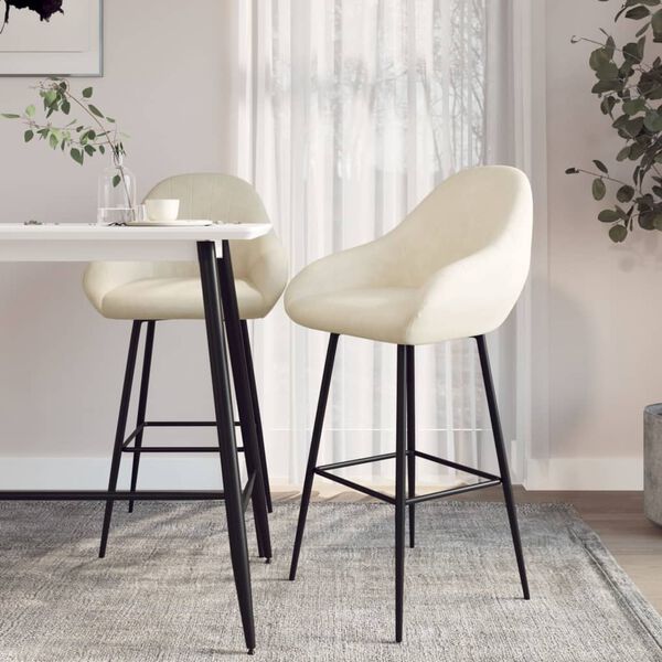 vidaXL Barové židle 2 ks krémové samet